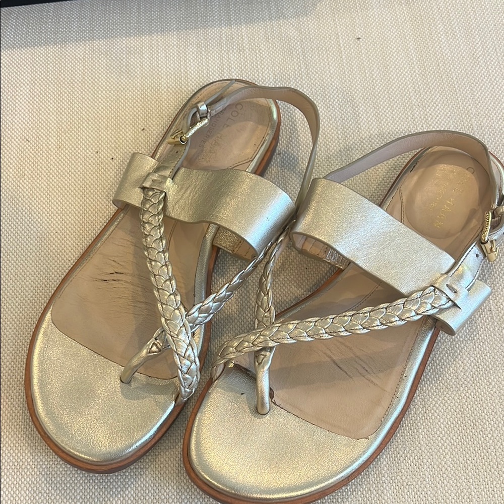 Cole Haan Gold Braided Sandals